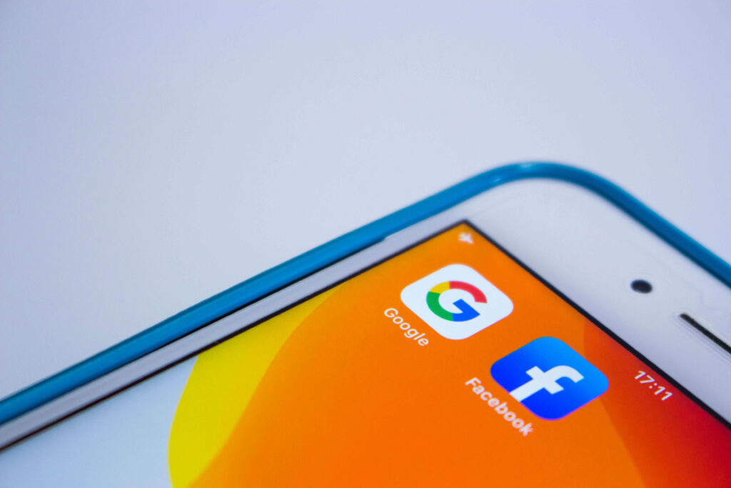Facebook and Google logos