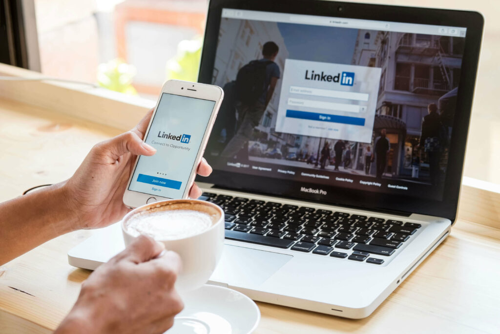 LinkedIn on laptop and mobile